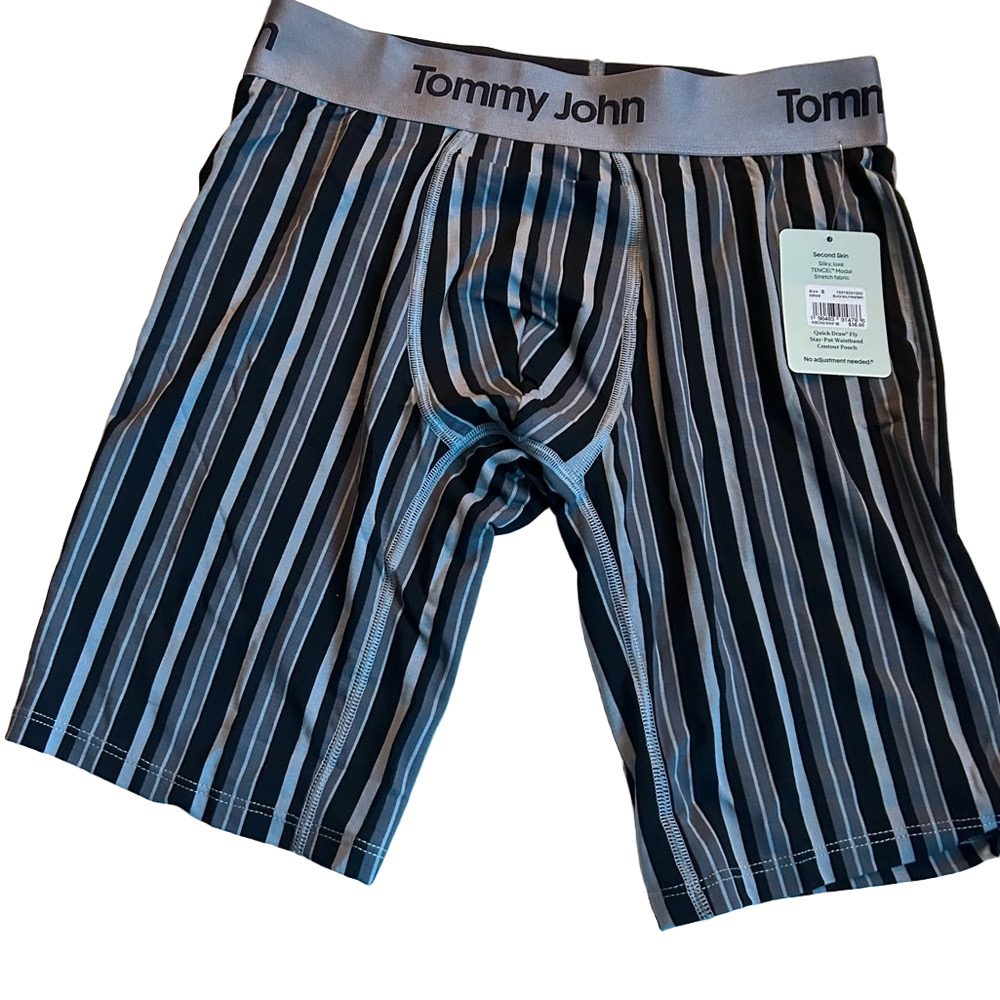 Tommy John Second Skin Boxer Briefs Black Multi Pinstriped Small NWT